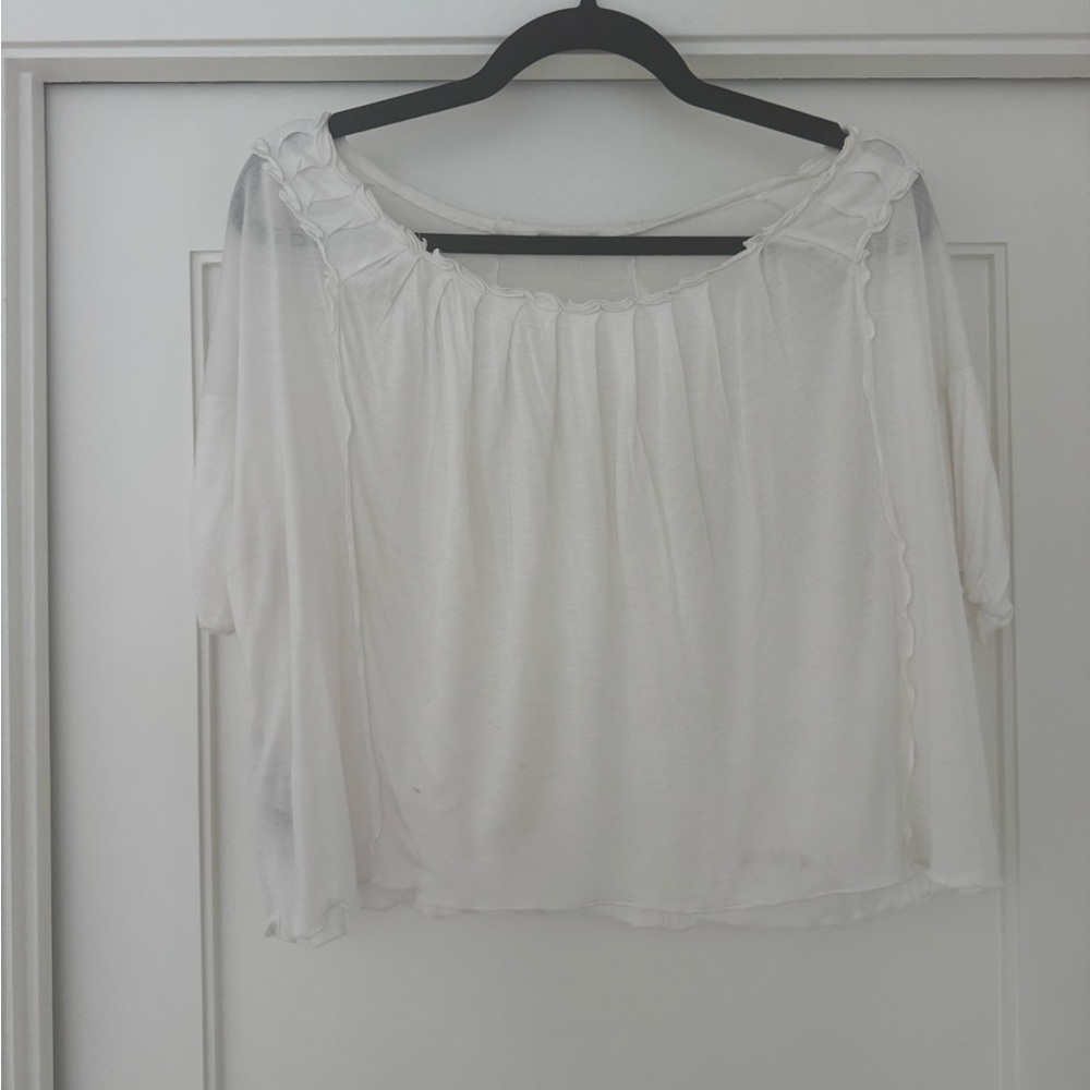 Miu Miu White Off-Shoulder Peasant Blouse